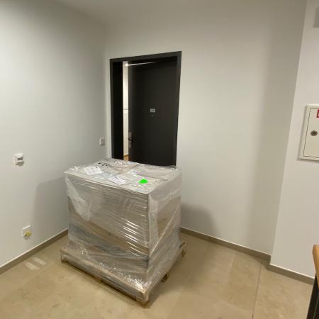 packed tank and stand on pallet