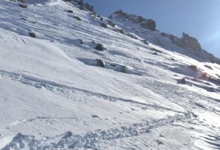 icy conditions on southwest face of piz soér